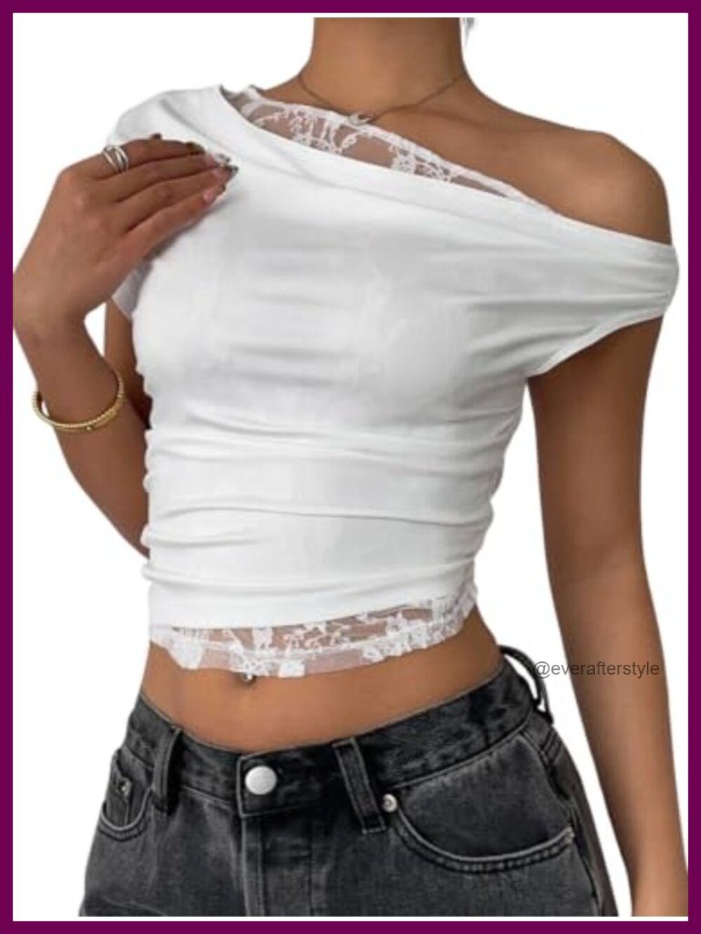 Verdusa Lace Off The Shoulder Ruched Y2K Crop Top
